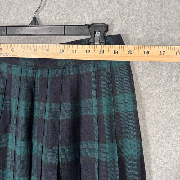 Vintage Evan Picone Tartan Pleated Skirt 28 Navy Green Wool School Girl Preppy - Picture 5 of 10